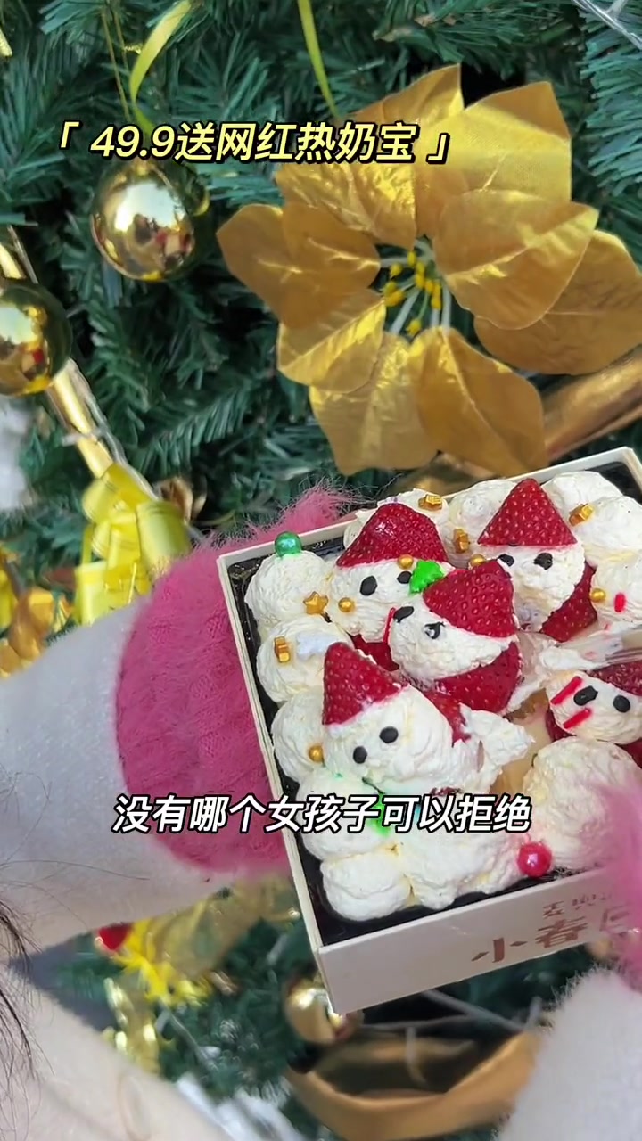 4寸纯动物奶油圣诞蛋糕,底下是提拉米苏,还送一个网红热奶宝。圣诞节的仪式感 提拉米苏 仪式