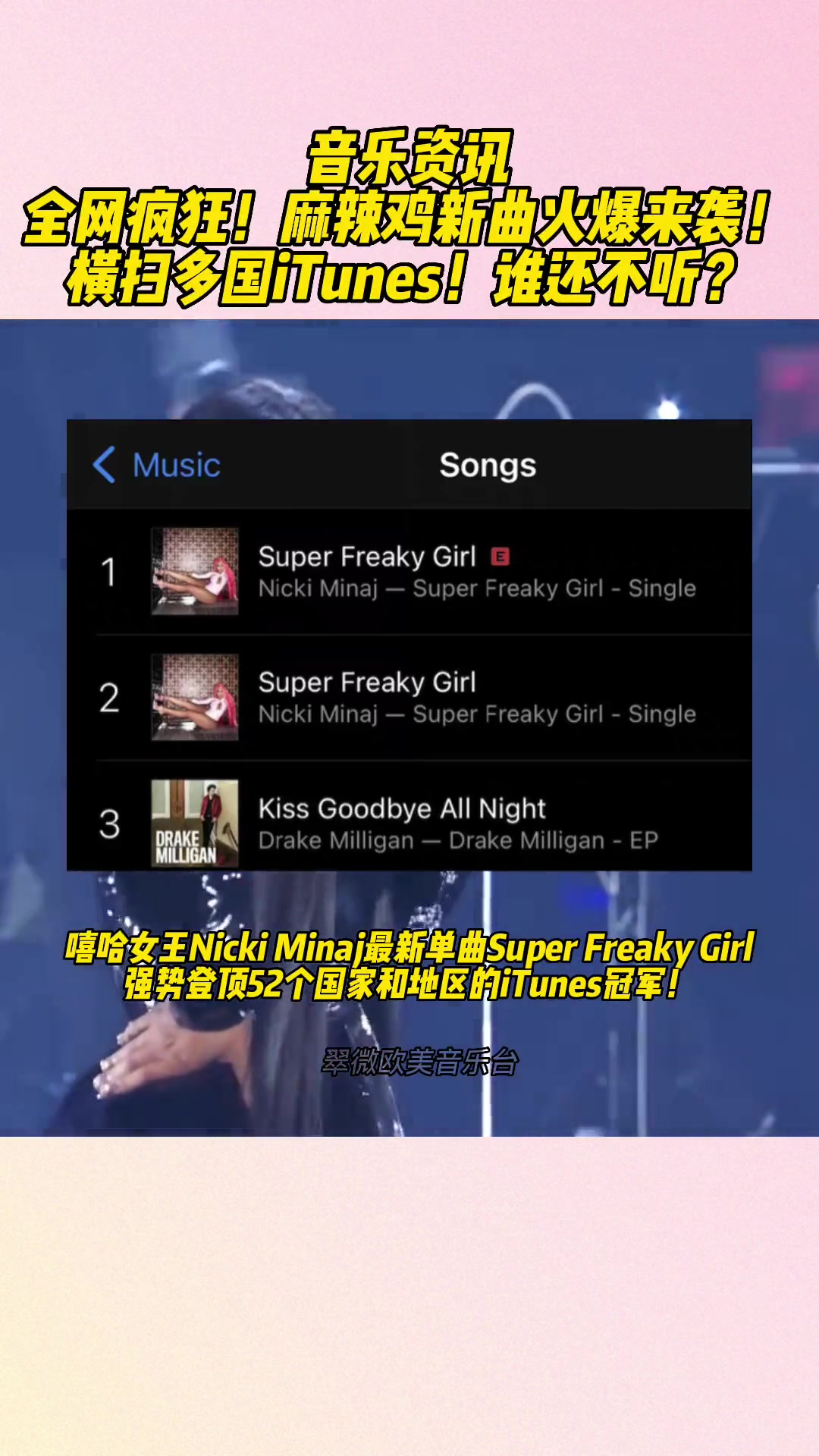 全网疯狂!NickiMinaj 本周最火爆单曲 SuperFreakyGirl 横扫多个i