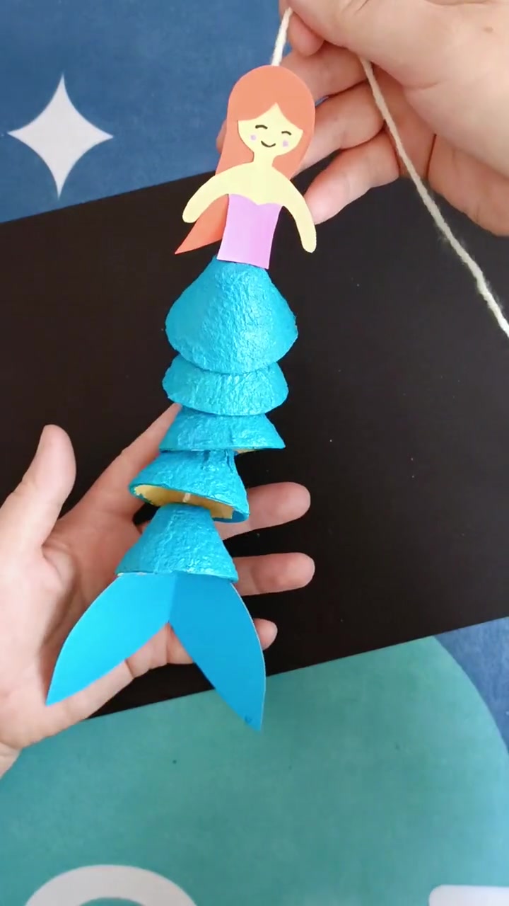 用鸡蛋拖做美人鱼,超级好看,儿童节哄娃必备 创作灵感 幼儿园手工 亲子手工 儿童创意手工 