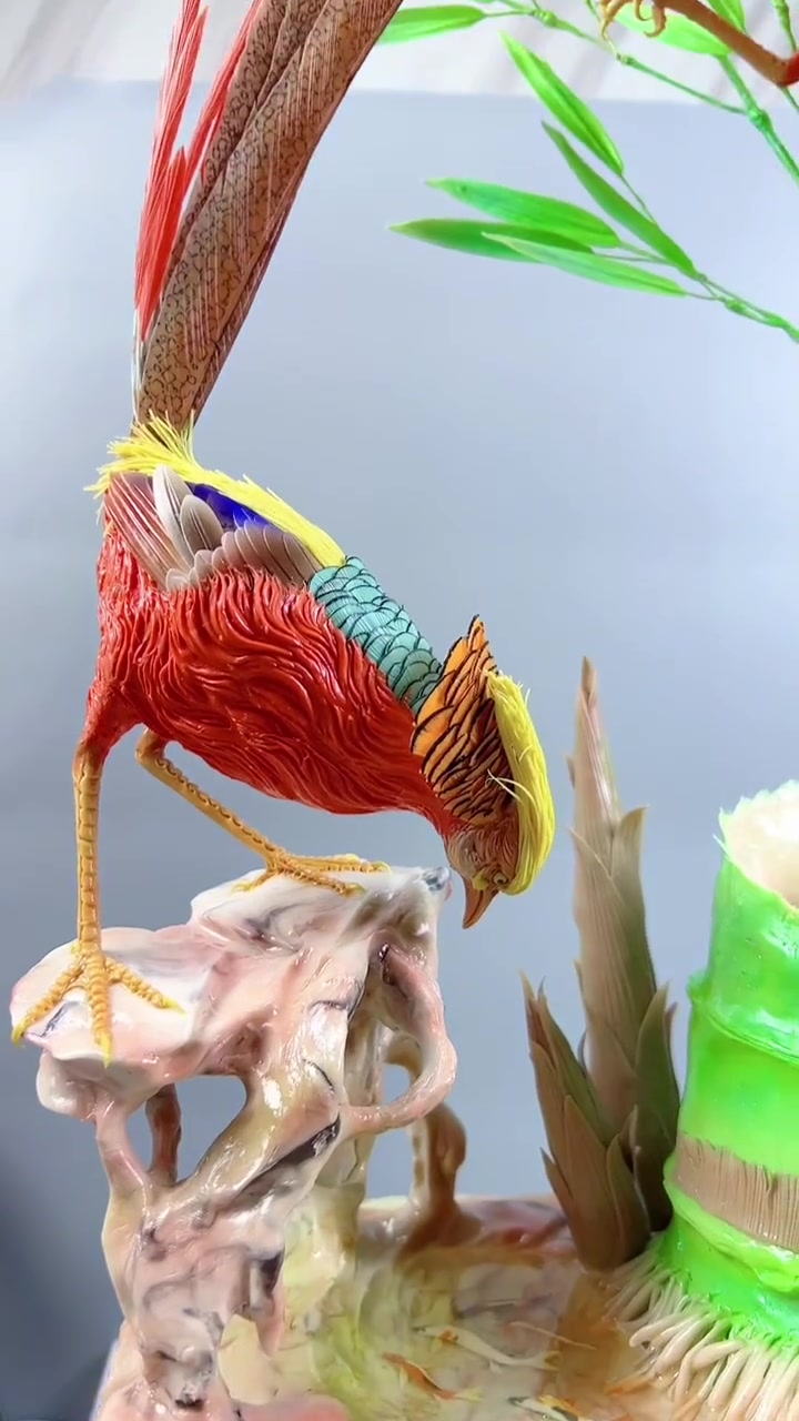柔瓷泥制作红腹锦鸡,不缩水不变形,不褪色,不开裂永久保存 面塑 翻糖 花馍 +小助手