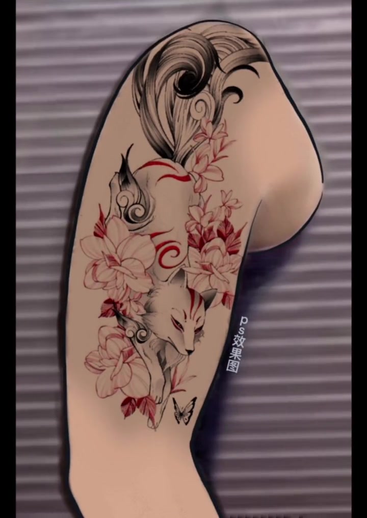 狐狸设计 大连纹身 日式老传统 纹身图案 纹身设计!+小助手