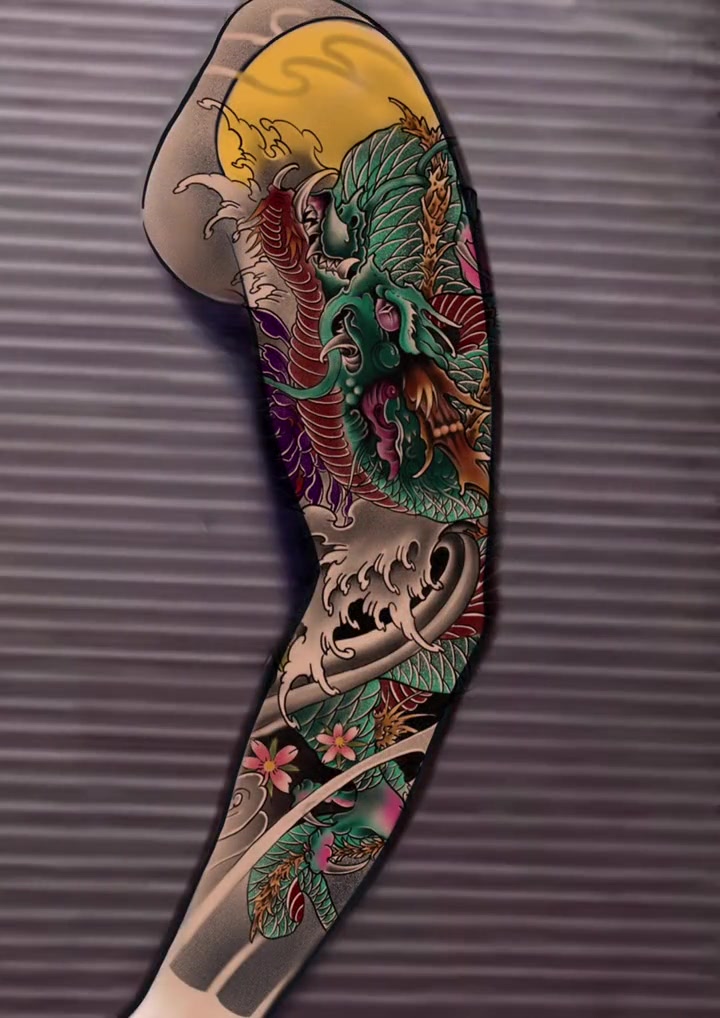 来款花臂龙!+小助手 纹身手稿 老传统纹身 纹身设计