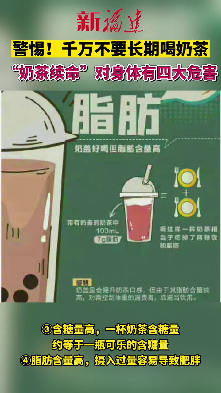 警惕!千万不要长期喝奶茶!对身体有四大危害 奶茶 健康 奶茶续命