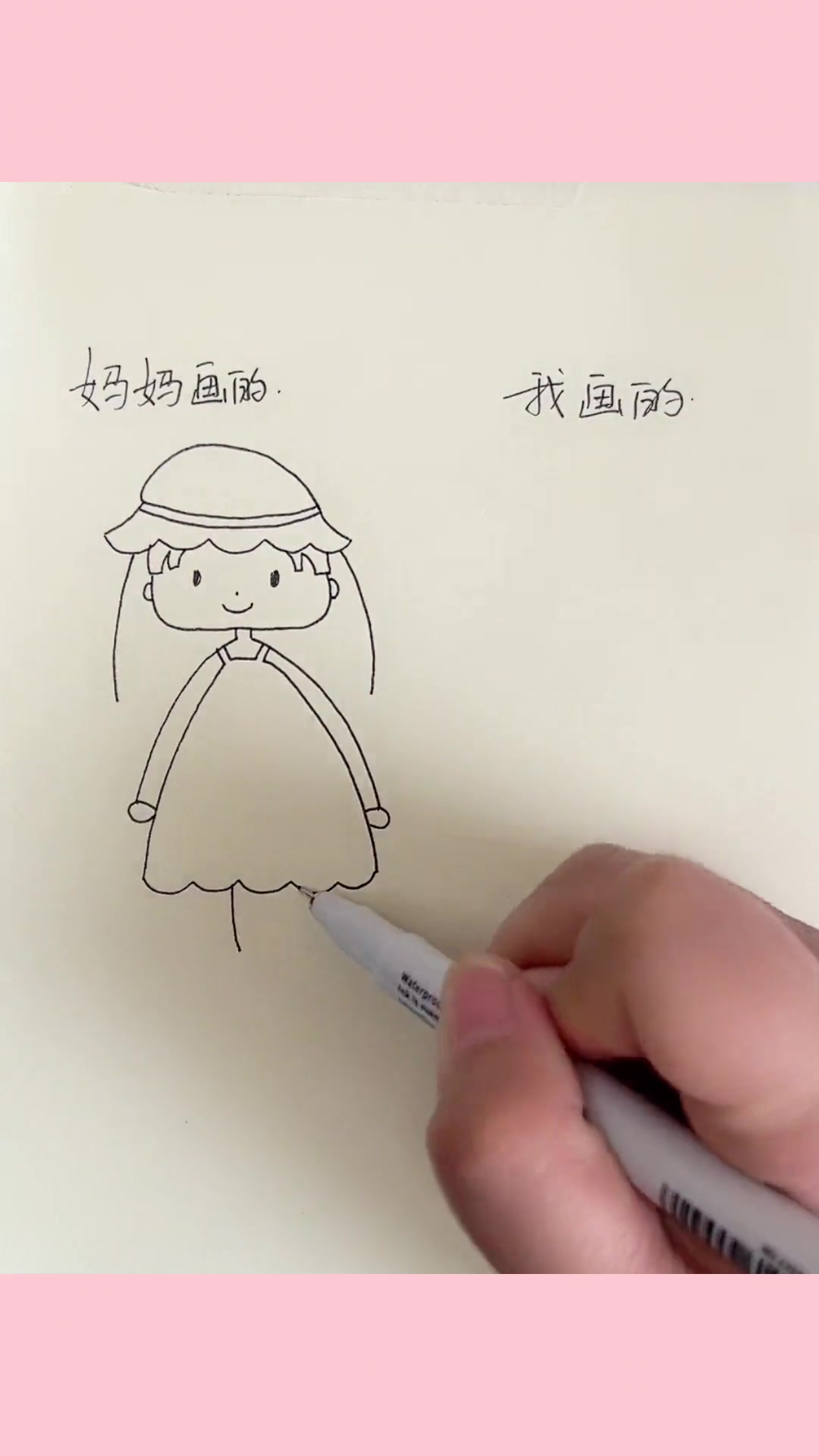 妈妈和我的自画像 简笔画 每日一画