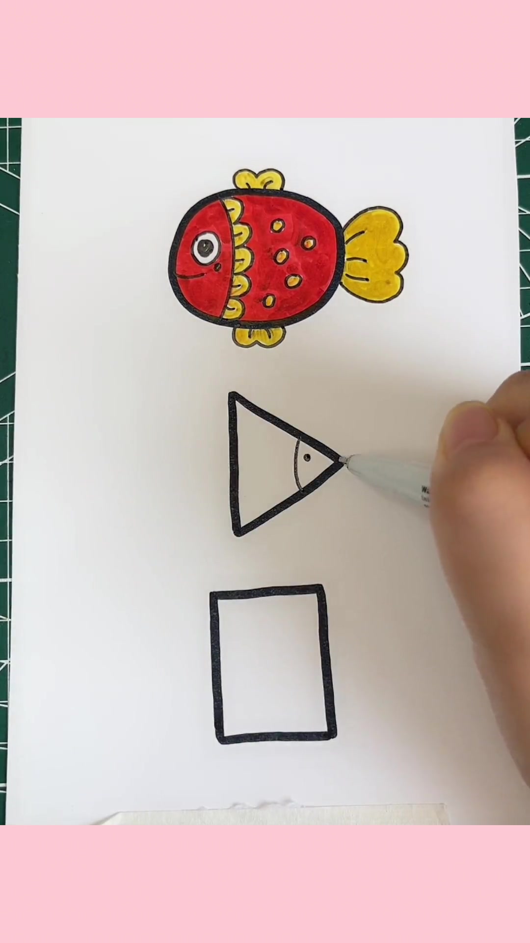 不同形状的小鱼 简笔画 每日一画 马克笔