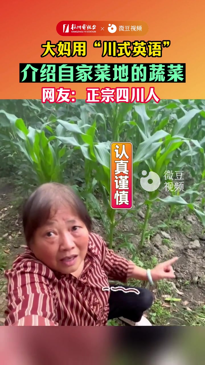 大妈 用“川式 英语 ”,介绍自家菜地的蔬菜,网友:正宗 四川人(来源:都市新闻观察)万万