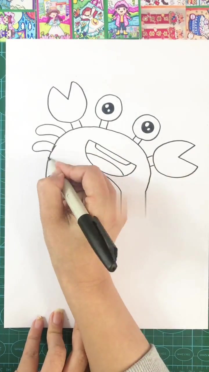 幼儿园简笔画教程——海底的小螃蟹