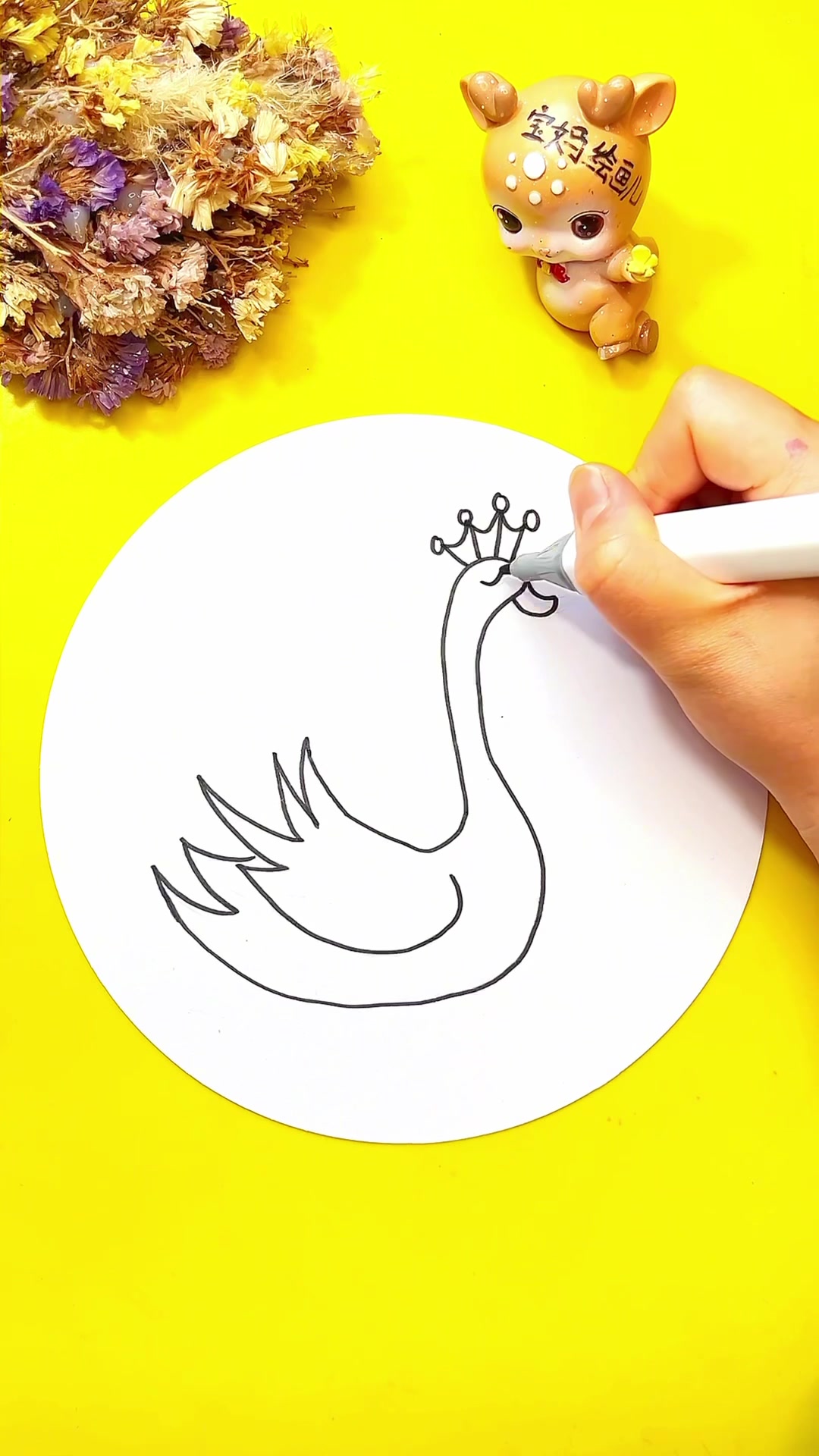 马克笔上色:天鹅简笔画
