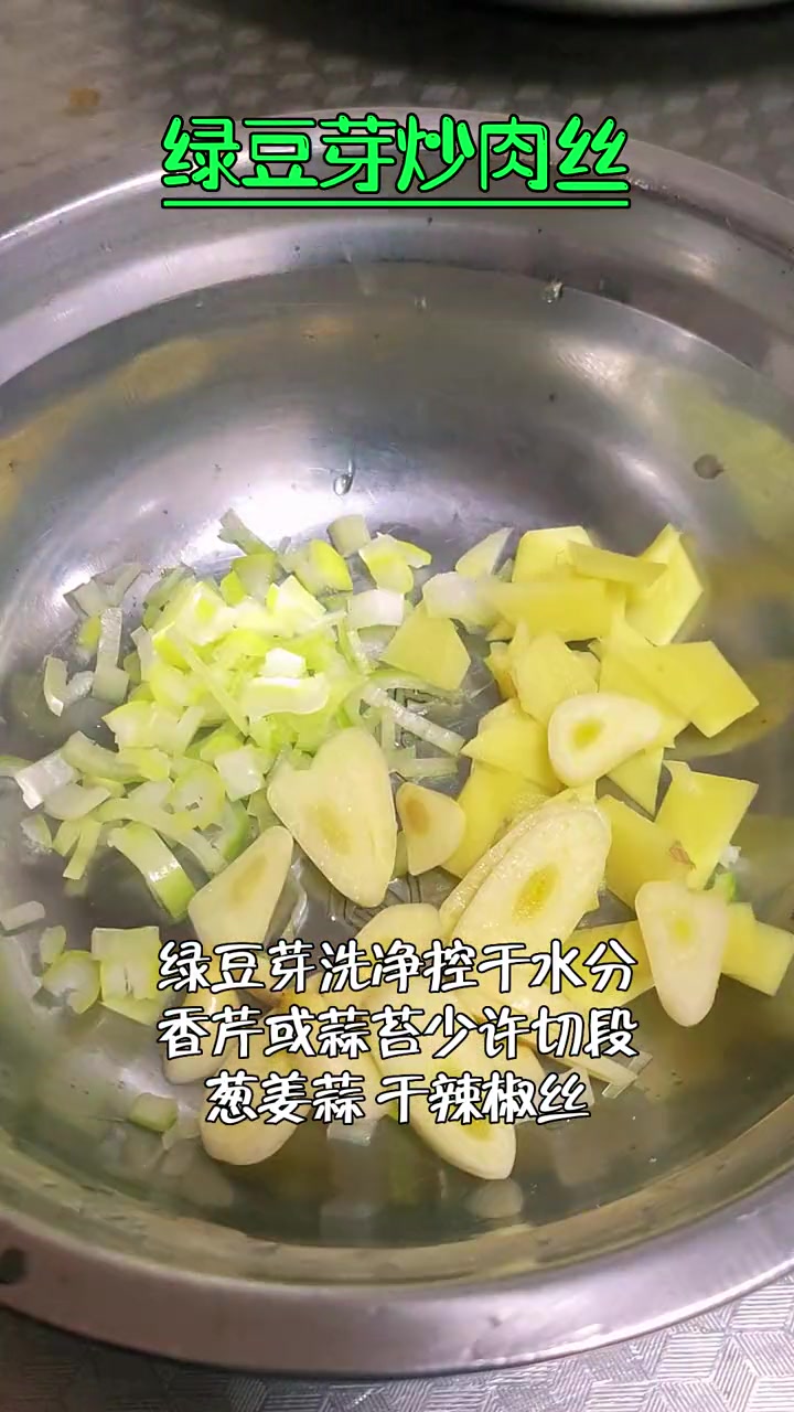 绿豆芽炒肉丝 上中学时期常吃的一道美食 1分钟教会你 解压式操作 美食教程 创作灵感 +上