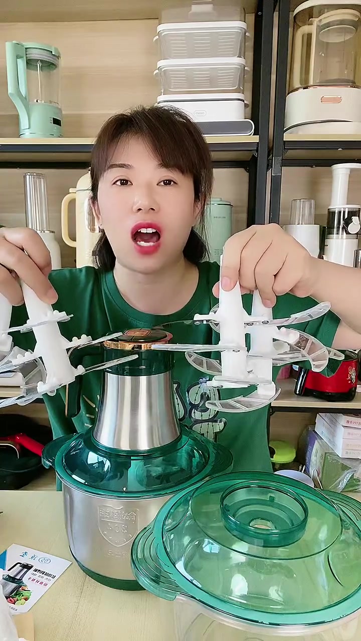 顶圣新升级5L升5档位家用不锈钢绞肉机,500瓦大功率,6叶刀,做饺子能绞肉绞菜,能和面、