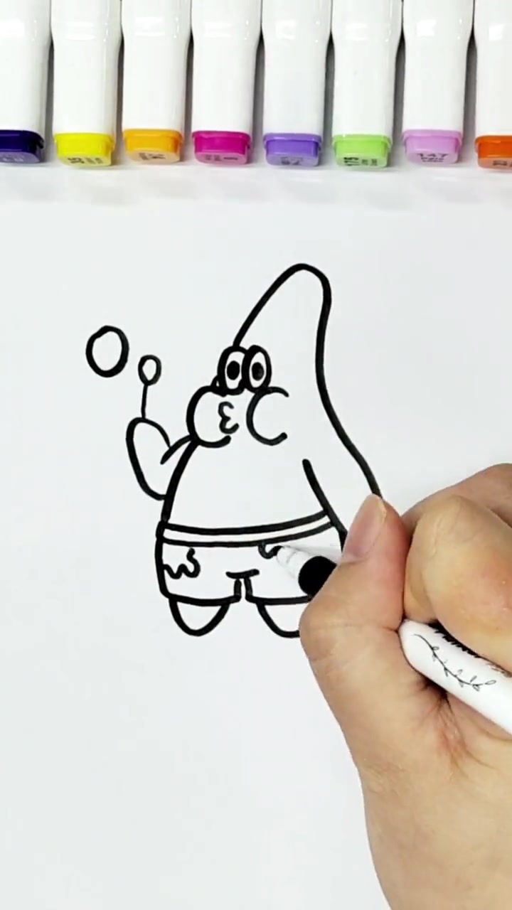 海绵宝宝我们一起抓水母吧!简单可爱的派大星你会画吗?海绵宝宝 画画 简笔画 一学就会系列 