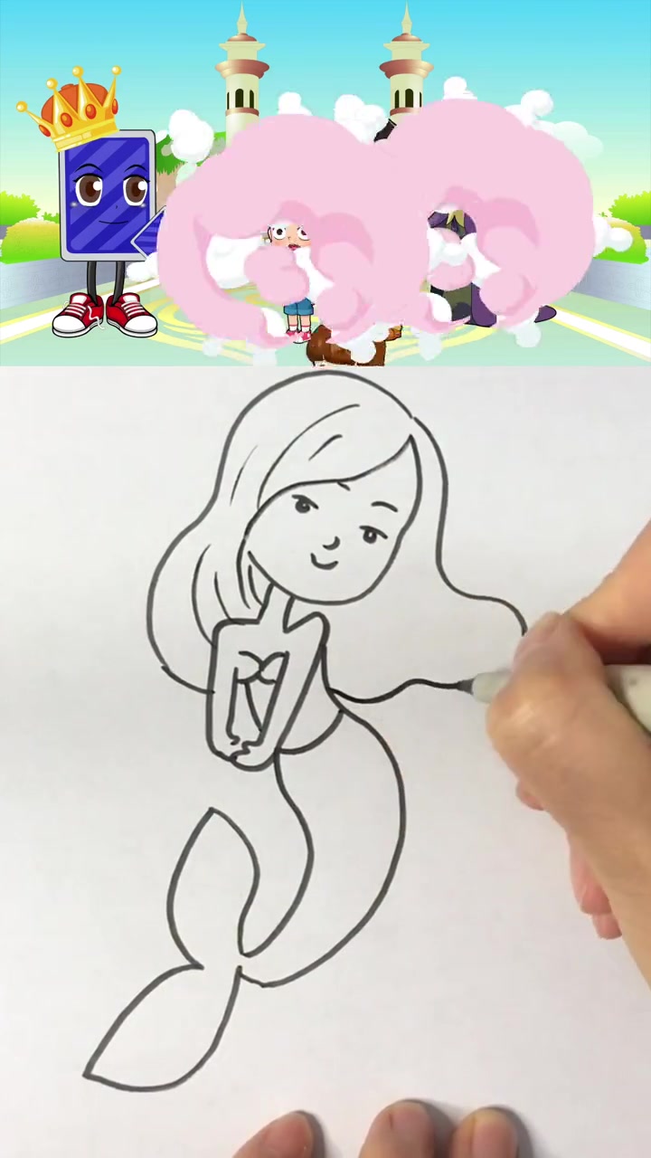 美人鱼这样画,简单又漂亮,秒会哦 简笔画 画画 美人鱼 公主简笔画 亲子 动画 二次元