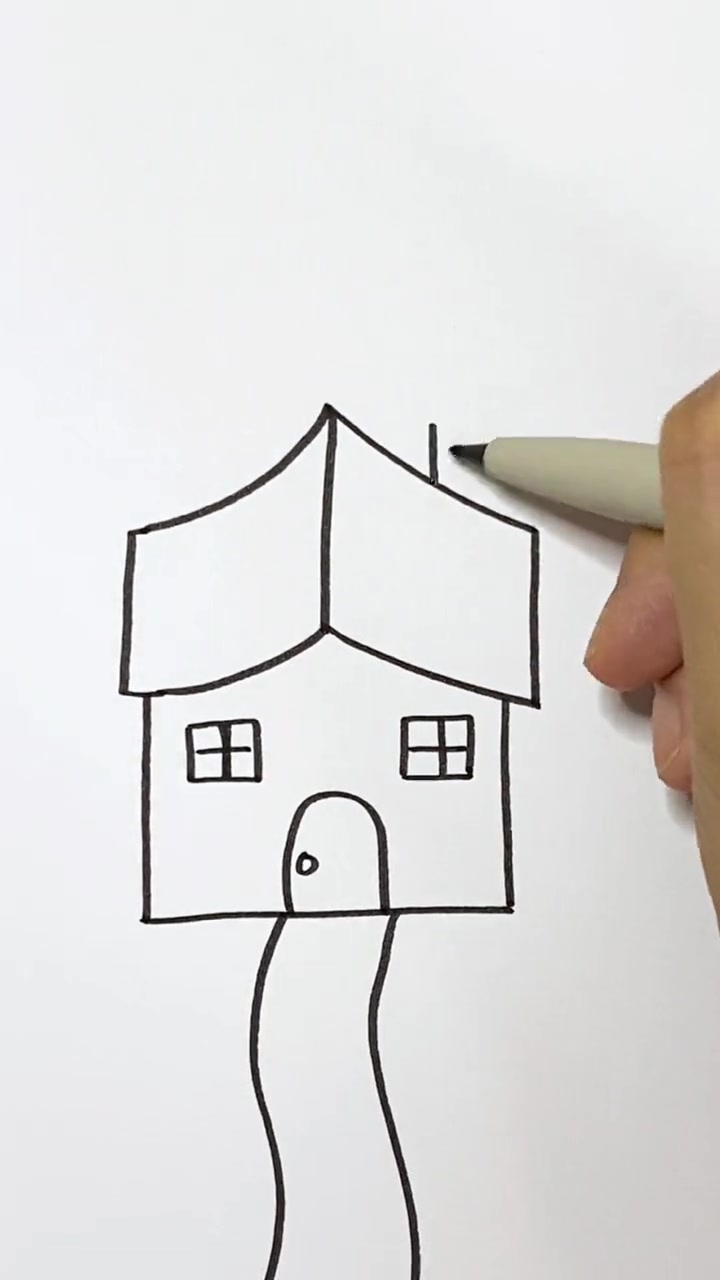 用汉字“个”和“人”画小房子,简单又有趣,你也来试试吧 儿童简笔画 亲子简笔画 育儿简笔画