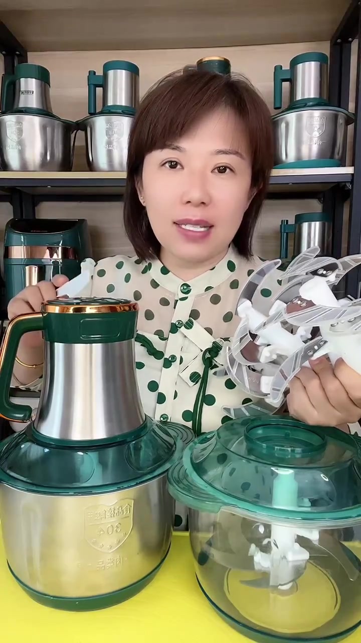 新升级大容量绞肉机,5升304不锈钢的盆,1-10口人适用,七档可调速,绞肉绞菜绞水果,和