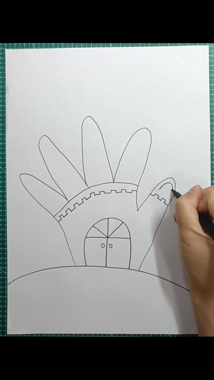 一起来画手掌画城堡吧 画画 城堡简笔画 手掌画 儿童创意美术 幼儿创意美术