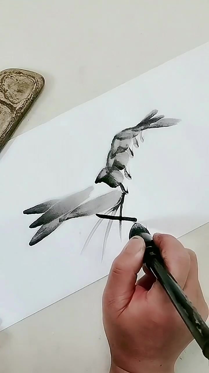 齐白石水墨虾