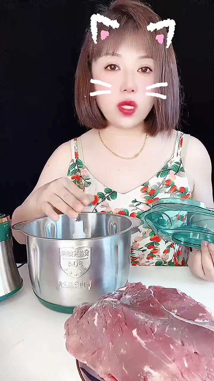 新升级大容量绞肉机,5升304不锈钢的盆,1-10口人适用,七档可调速,绞肉绞菜绞水果,和