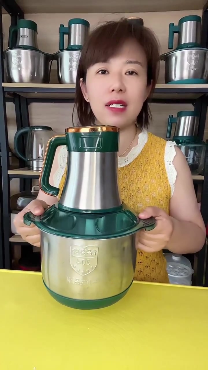 新升级大容量绞肉机,5升304不锈钢的盆,1-10口人适用,七档可调速,绞肉绞菜绞水果,和