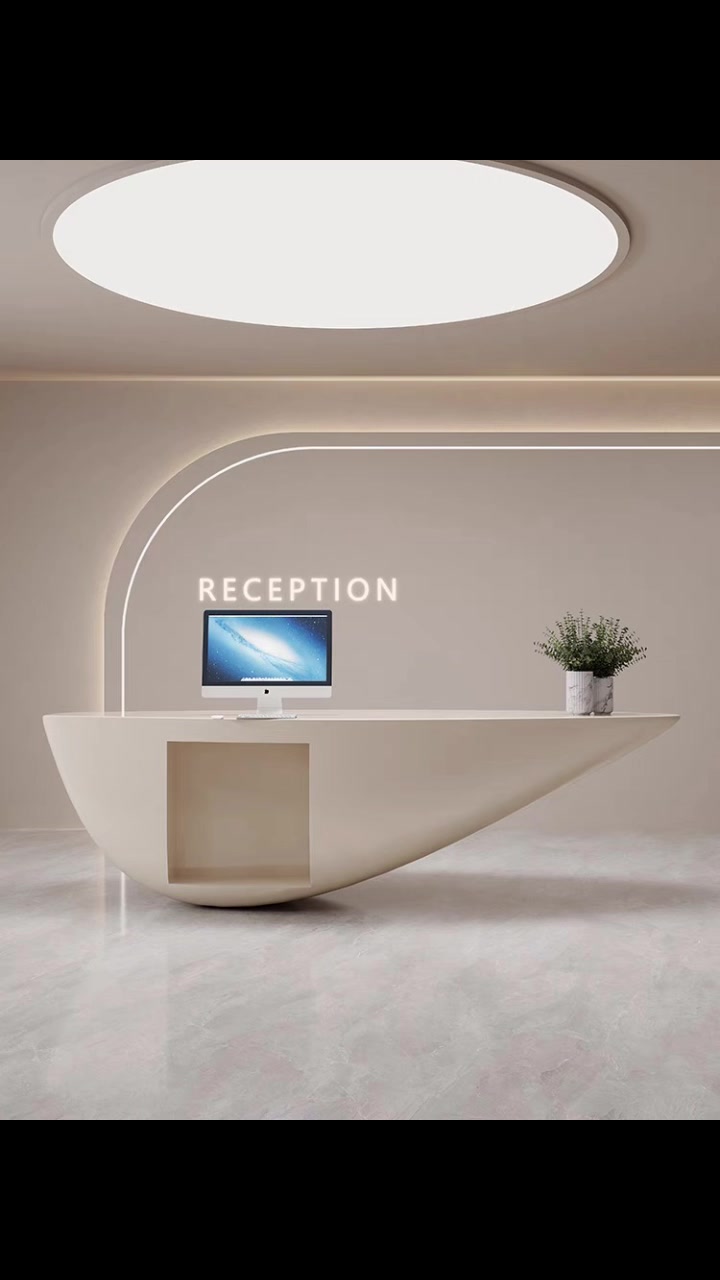 专业定制玻璃钢前台接待台美容院收银台店铺吧台