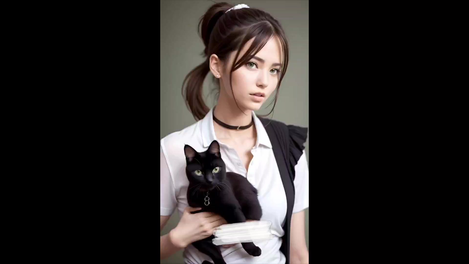 AI模特小杜,黑白战袍,壁纸