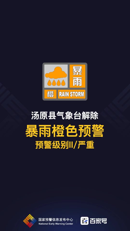 汤原县气象台解除暴雨橙色预警「II级/严重」
