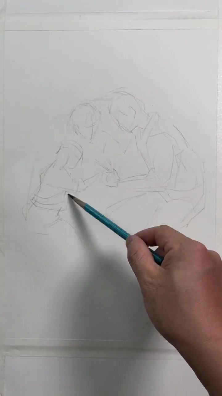 速写命题创作,场景人物速写示范。速写人物 美术生 零基础学画画 速写 美术