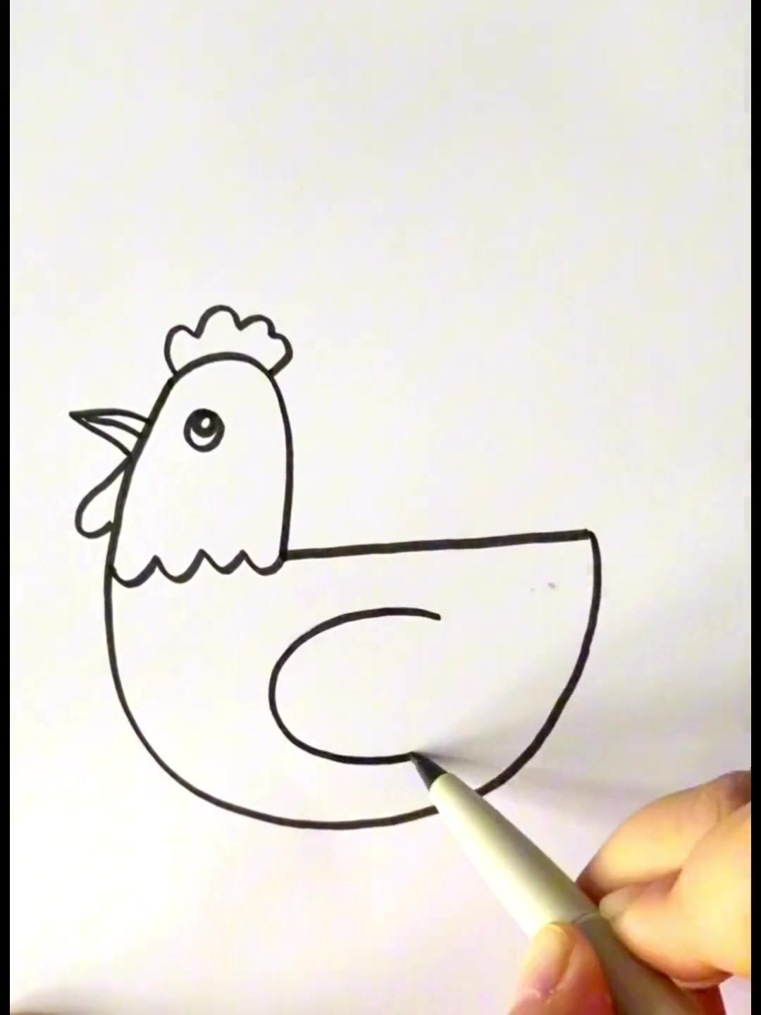 《鸡》简笔画,用数字2画鸡 简笔画 儿童画 一学就会系列 少儿美术 画鸡