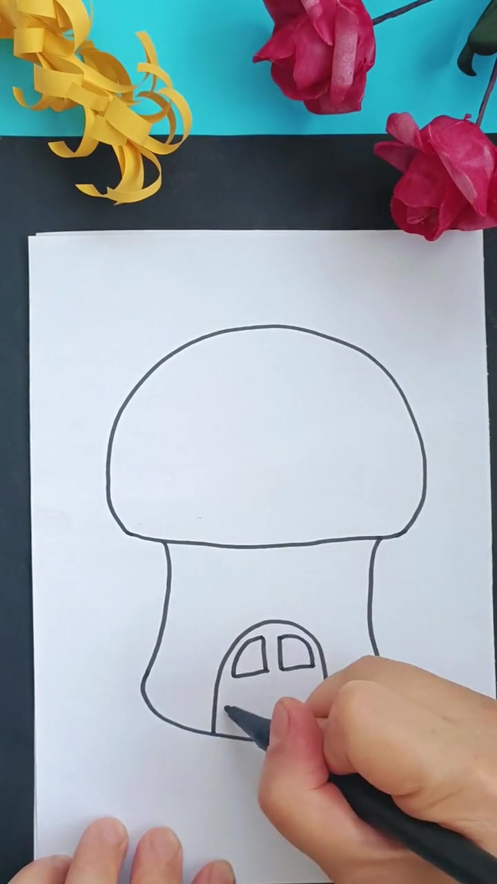 吃蘑菇的季节,一起来画蘑菇房子吧,简单易学 简笔画 画画 创意美术 创意儿童画 儿童简笔画