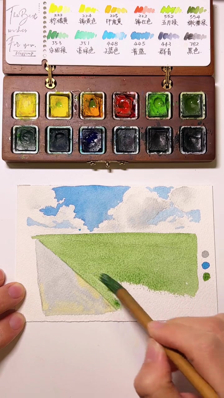 零基础十几分钟速涂的小风景教程,适合新手入门 水彩 一起学画画 零基础水彩 水彩教程 治愈