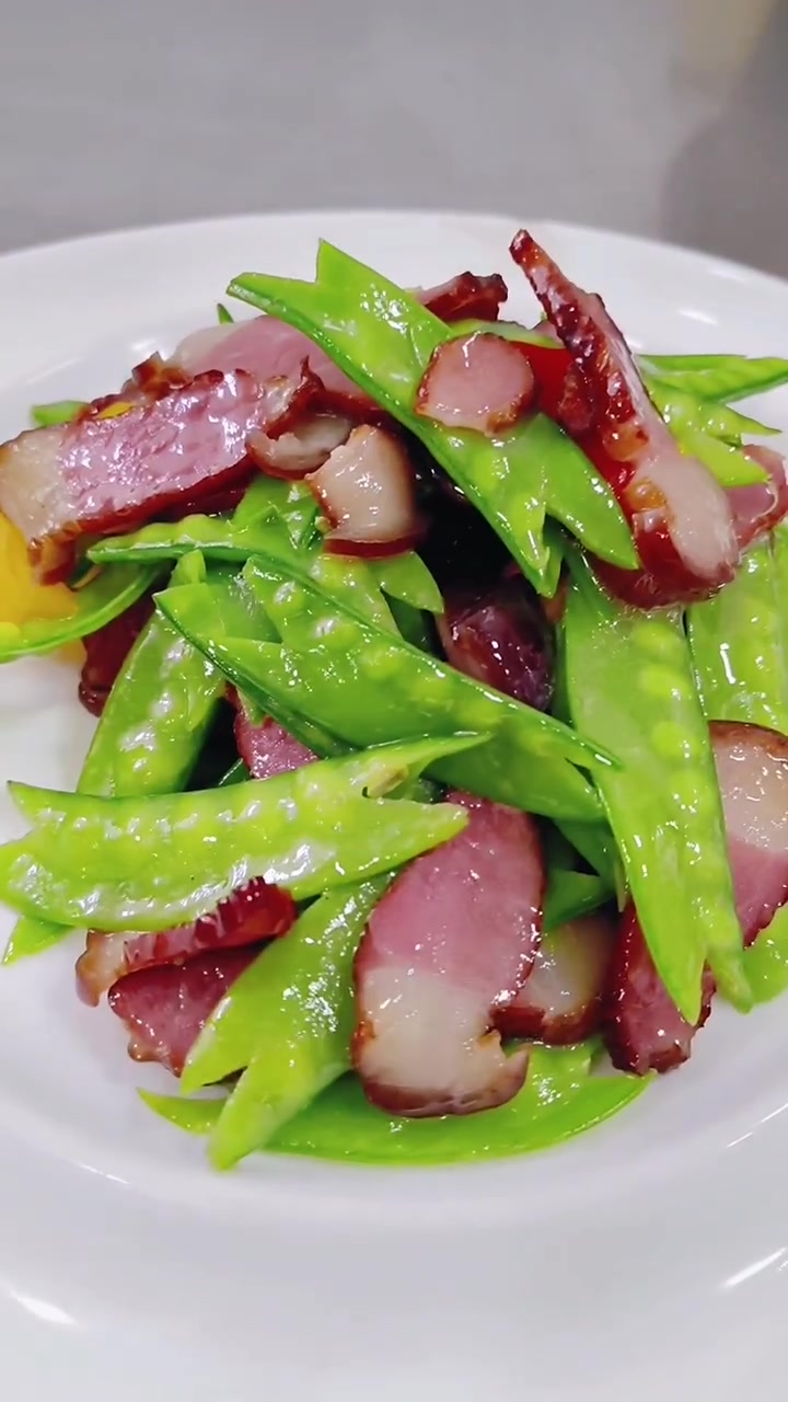 腊肉炒荷兰豆教程