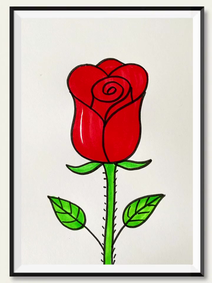 用爱心画玫瑰花,简单好看 简笔画 一学就会系列 玫瑰花简笔画 节日礼物 儿童画