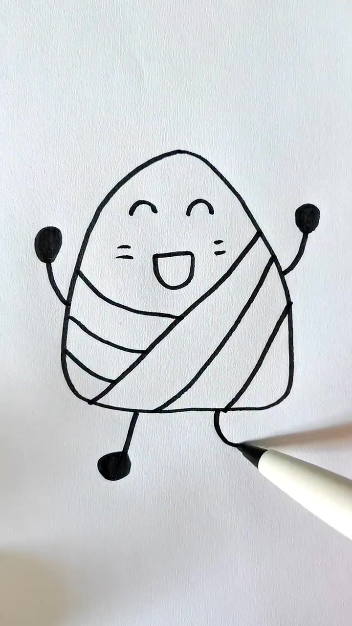 卡通简笔画 简笔画|三角形△+子母y画粽子