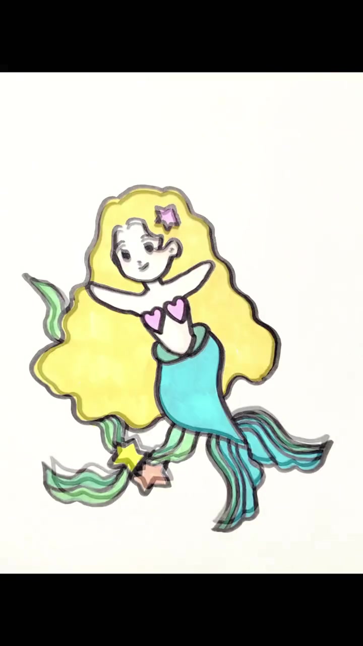 简笔画|梦幻美人鱼七夕美人鱼零基础也能完成的简笔画哦!大家都来试试吧 零基础学画画 简笔画