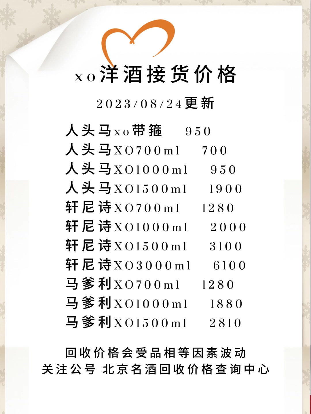D洋酒xo回收价格表