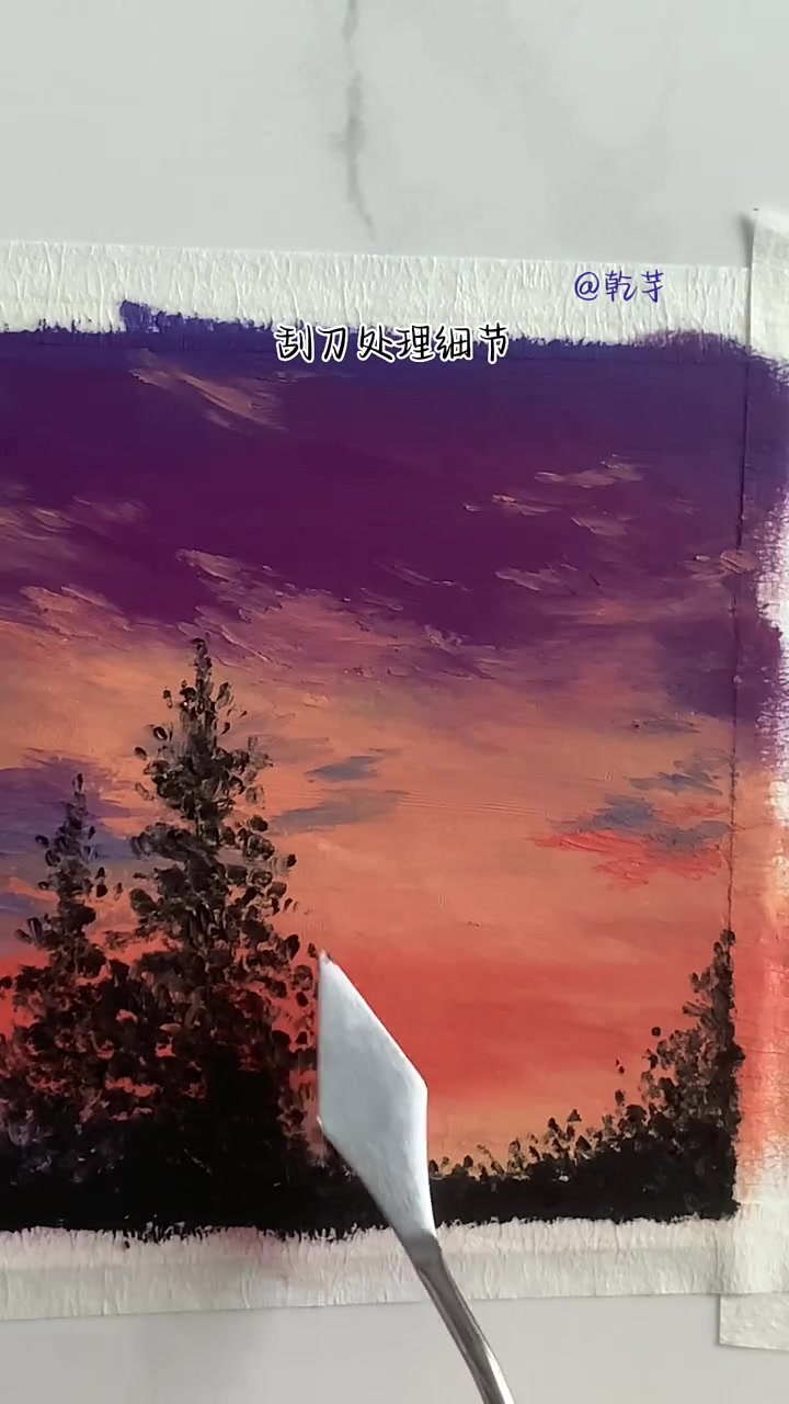 一副简单好画的油画棒风景画视频教程