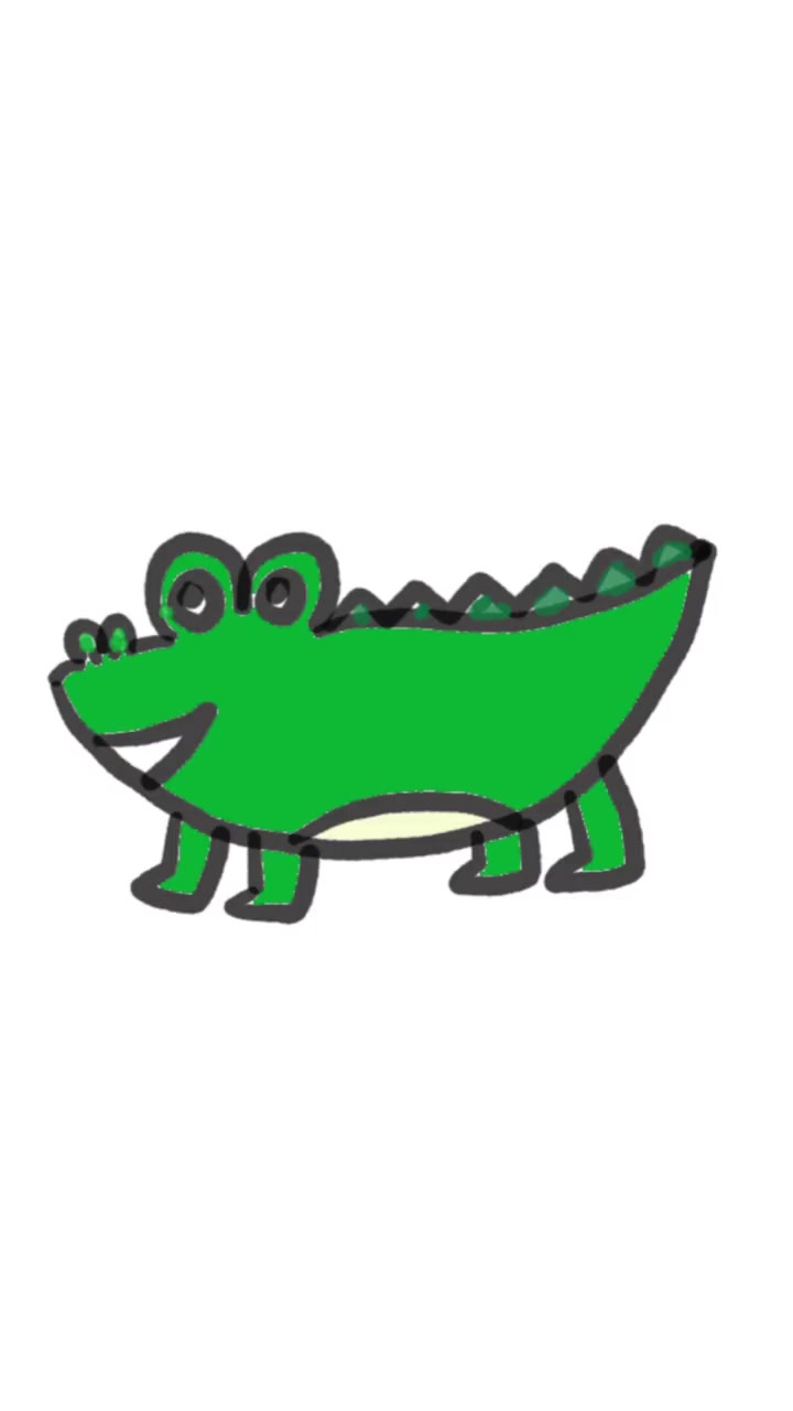 简笔画鳄鱼～简笔画 画画 可爱的简笔画教程 可爱动物