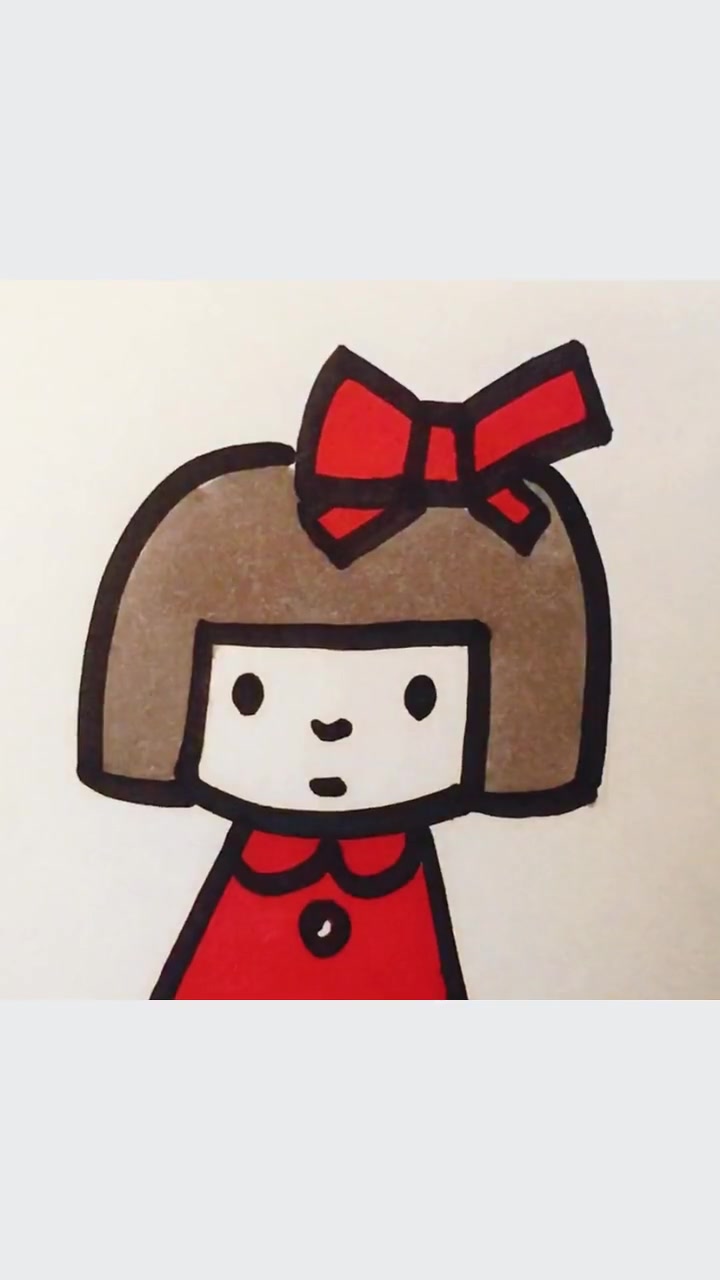 蝴蝶结小女孩～简笔画 画画 可爱的简笔画教程 可爱