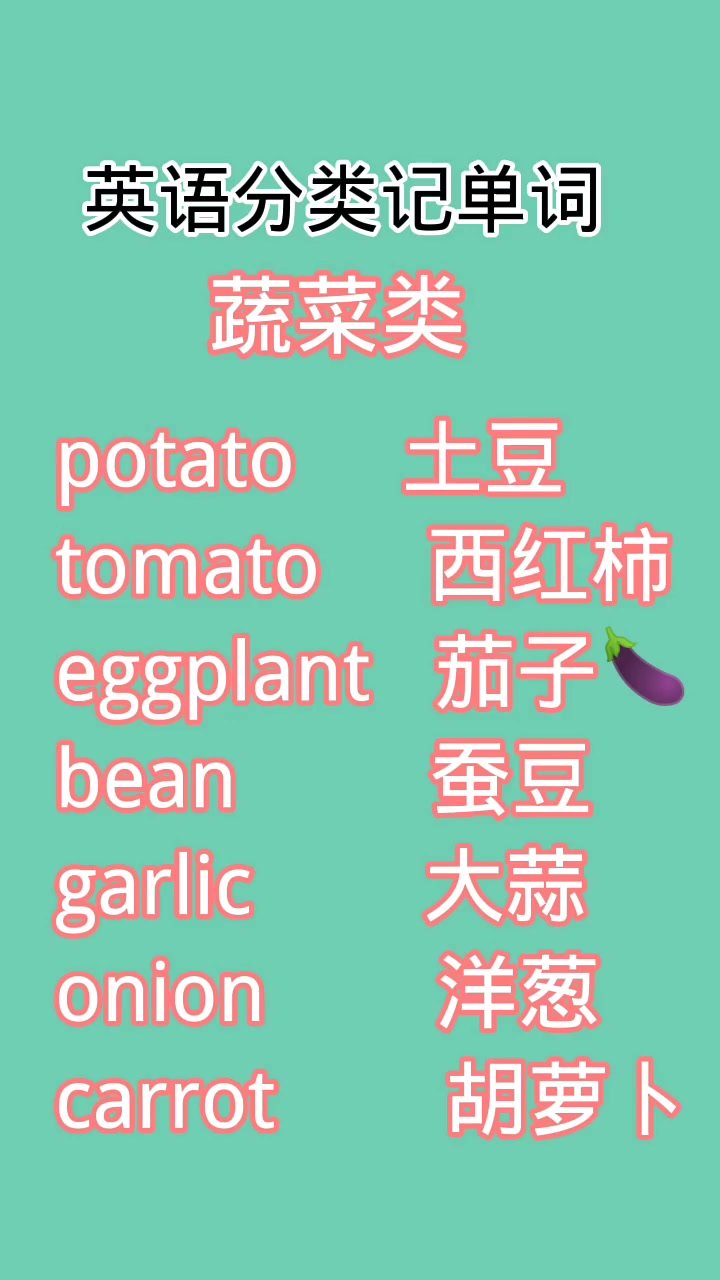 英语单词计划 分类记单词,蔬菜类