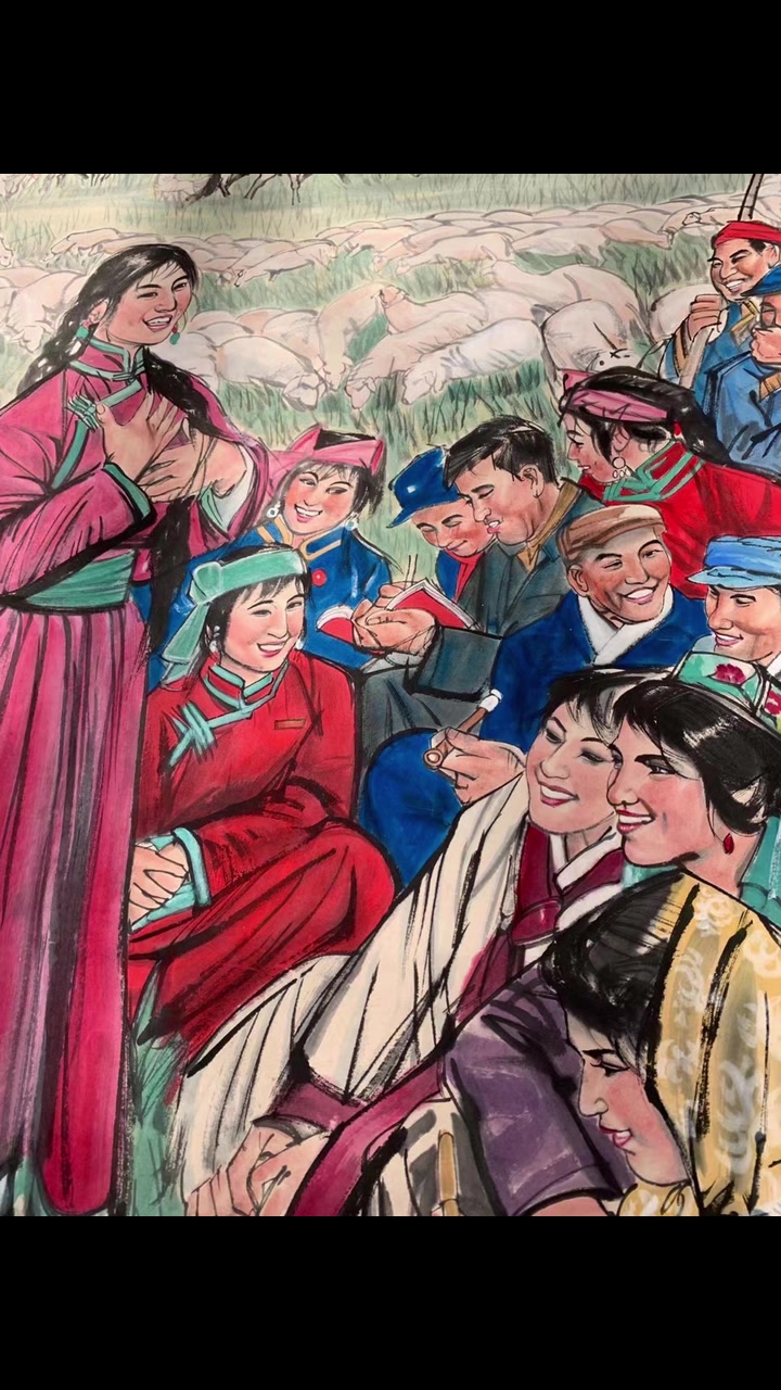 黄胄款识的作品《草原颂歌图》国画