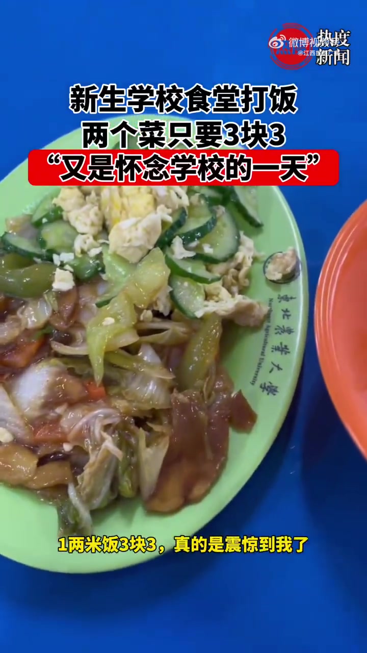 新生学校食堂打饭,两个菜只要3块3:又是怀念学校的一天