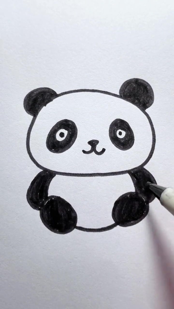 小熊猫这样画,秒会!简笔画 一起学画画 简笔画教程 亲子简笔画