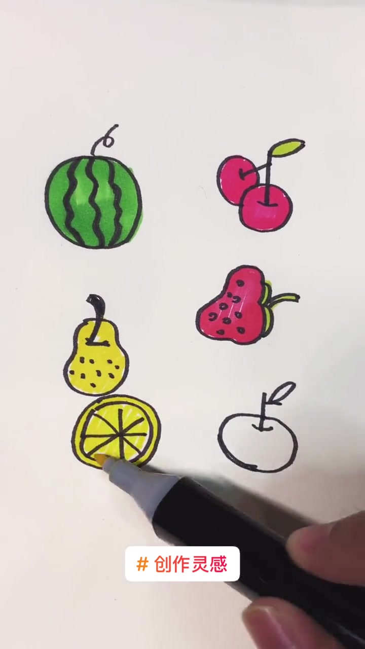 数字画6种水果 创作灵感 数字创意画 儿童简笔画