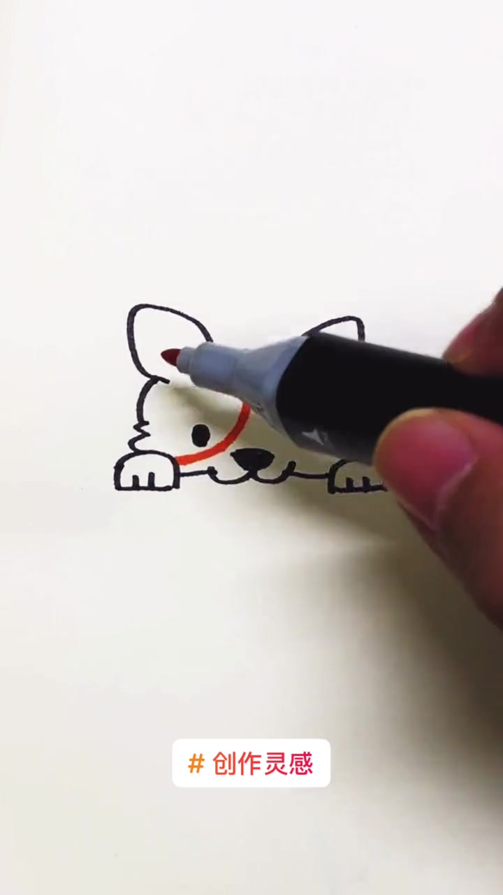 超可爱狗狗的画法 创作灵感 可爱狗狗 儿童简笔画