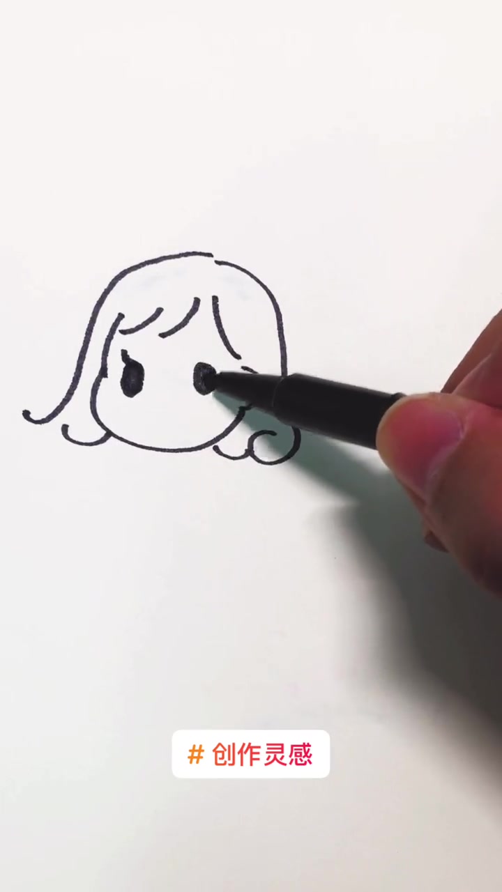 超简单,一学就会2个小女孩的画法 创作灵感 儿童简笔画 卡通头像
