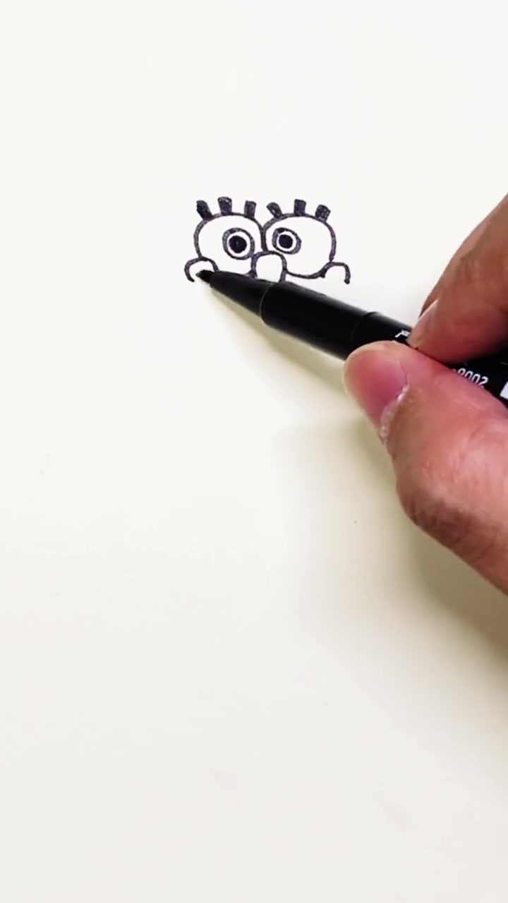 挑战一分钟画海绵宝宝 创作灵感 简笔画教程 海绵宝宝的画法
