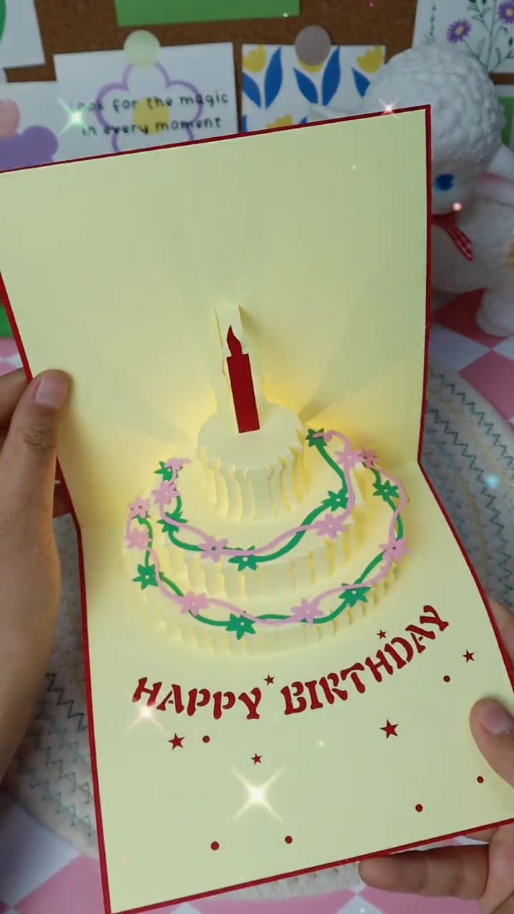 3D立体蛋糕生日贺卡,打开有音乐哦 生日贺卡 蛋糕 生日快乐