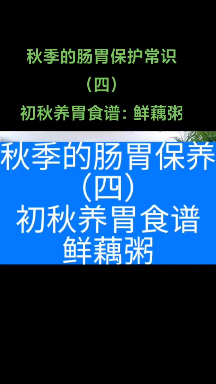 初秋养胃食谱:鲜藕粥 合理膳食 日常营养