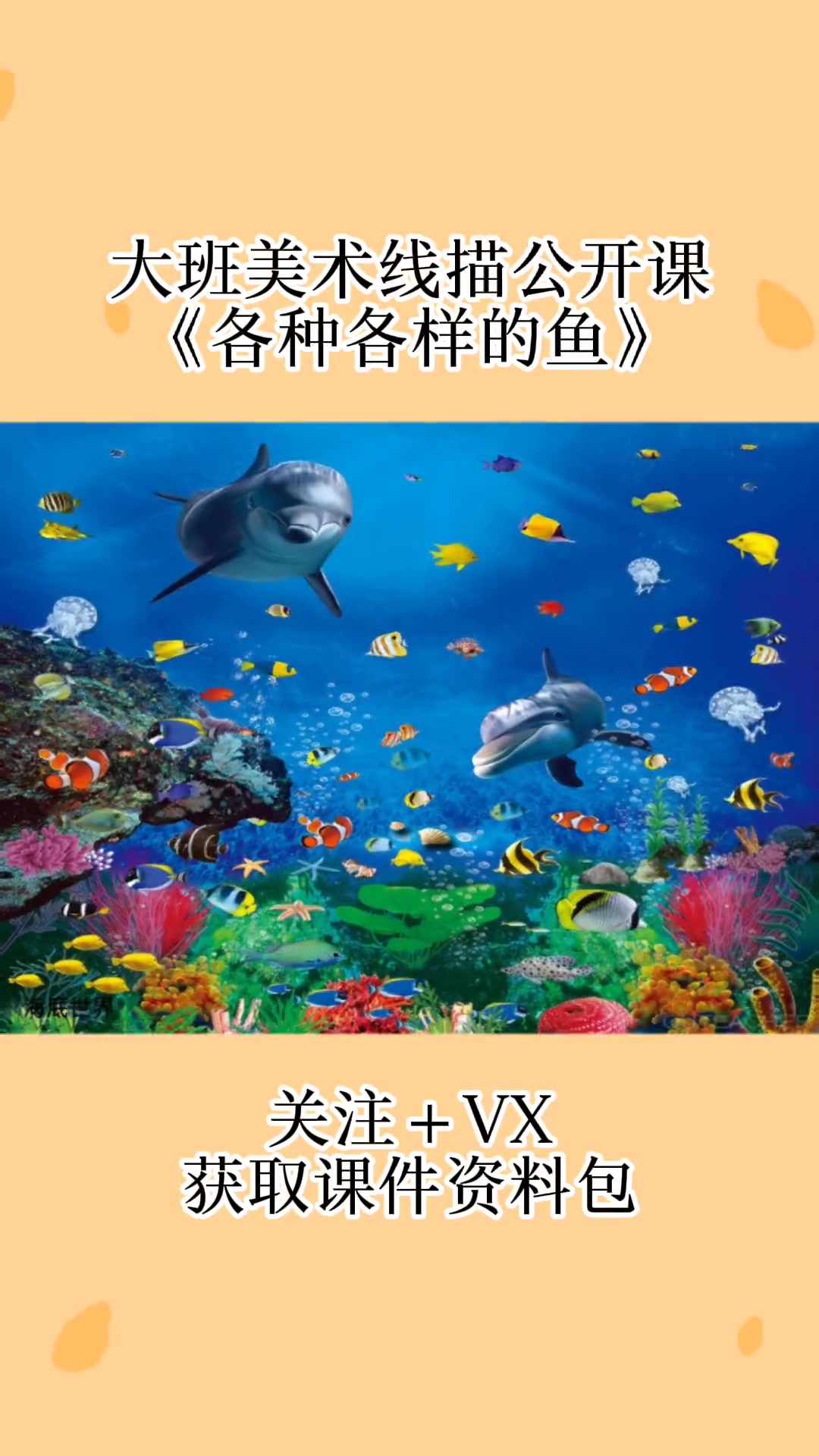 大班美术线条画各种各样的鱼 幼儿园大班美术公开课 幼儿园大班美术绘画活动 大班美术活动 幼