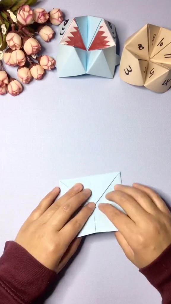 小时候玩过东南西北吗?今天换个玩法,将它变身可爱小鲨鱼,一起来动动手吧 手工diy 折纸