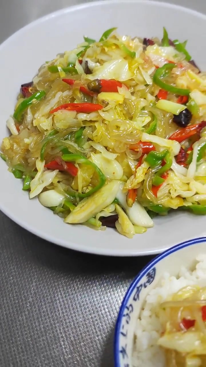 酸辣又下饭的家常菜,泡菜粉条,非常下饭 家常小炒